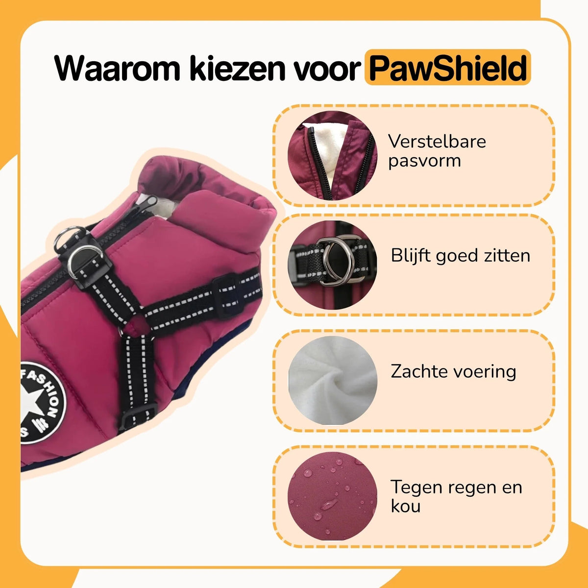 Dog Coat Quilted Padded Warmth Integrated Harness & Soft Lining