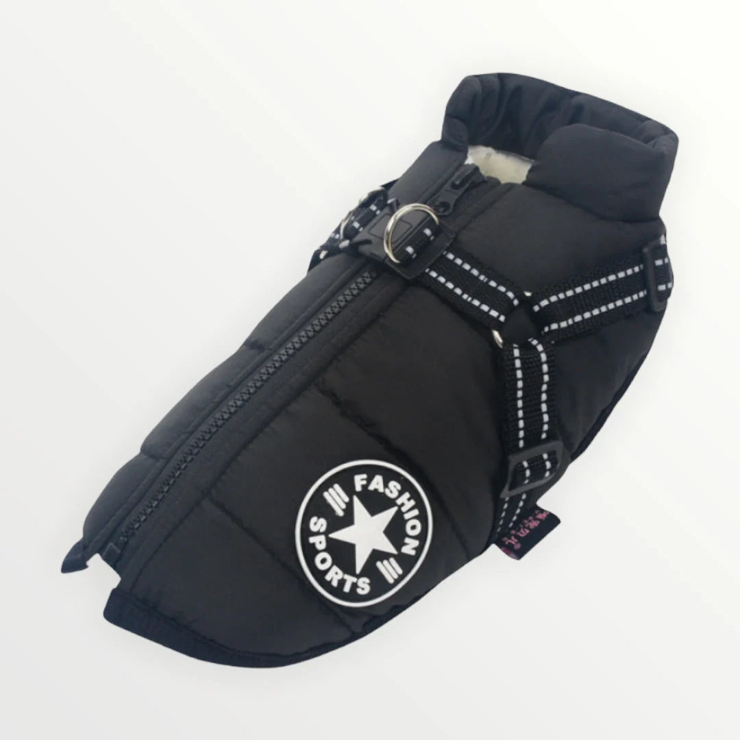 Dog Coat Water-Resistant Integrated Harness Reflective Details