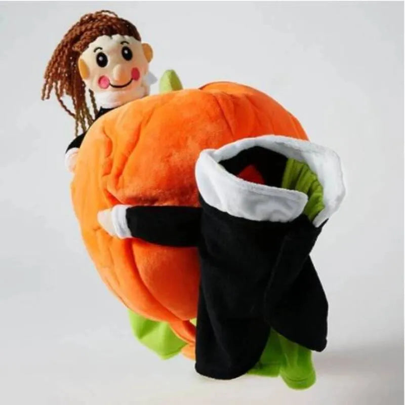 Dog Costume Pumpkin Design Velvet Secure Fit