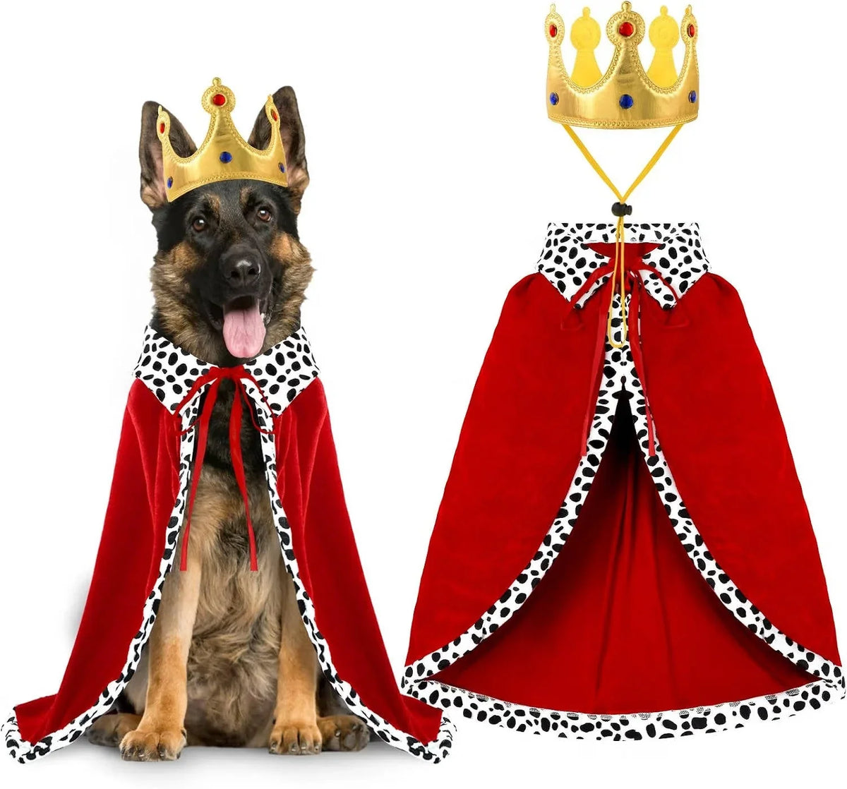 Dog Costume Royal Cape & Crown Adjustable Fit