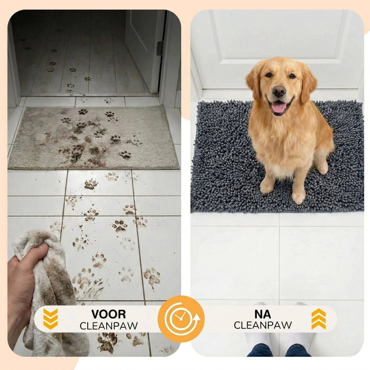 Dog Door Mat Absorbent Non-Slip Muddy Paw Protection
