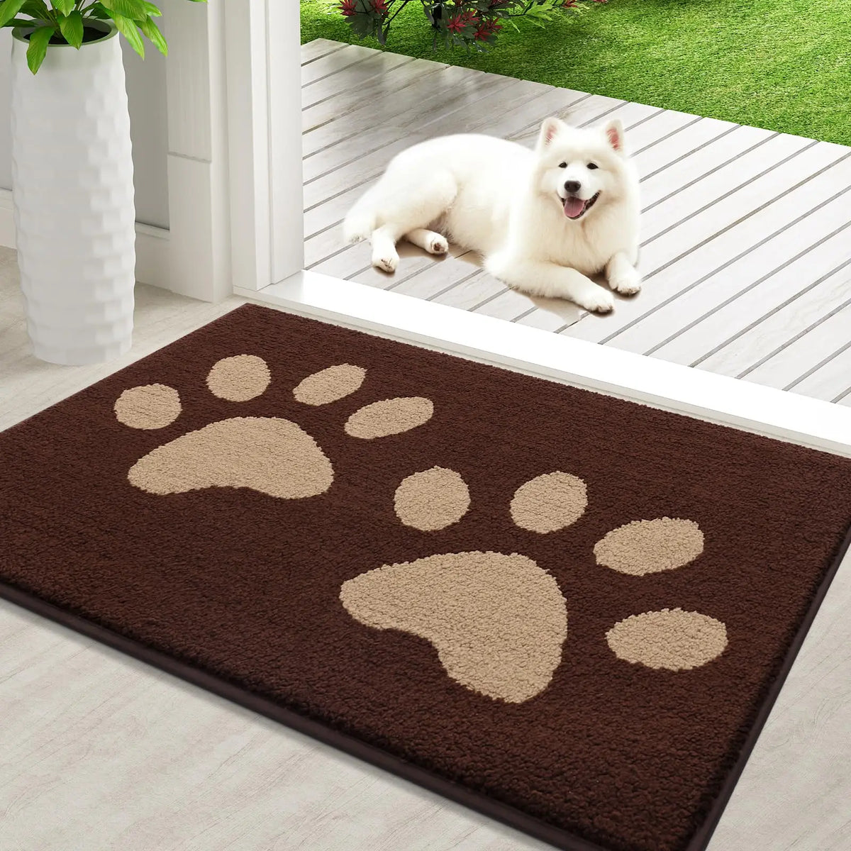 Dog Door Mat Chenille Microfibre Non-Slip Backing Machine Washable