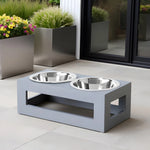 Dog Feeder Elevated Double Bowl Stainless Steel Weatherproof Stand