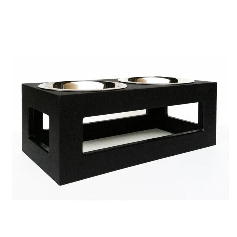 Dog Feeder Elevated Double Bowl Stainless Steel Weatherproof Stand