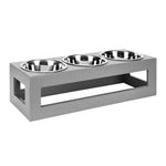 Dog Feeder Elevated Triple Stainless Steel Bowls