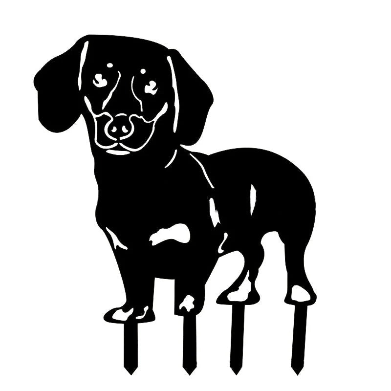 Dog Garden Ornament Weather-Resistant Iron With Stakes
