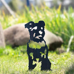 Dog Garden Ornament Weather-Resistant Iron With Stakes
