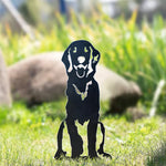 Dog Garden Ornament Weather-Resistant Iron With Stakes