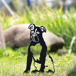 Dog Garden Ornament Weather-Resistant Iron With Stakes