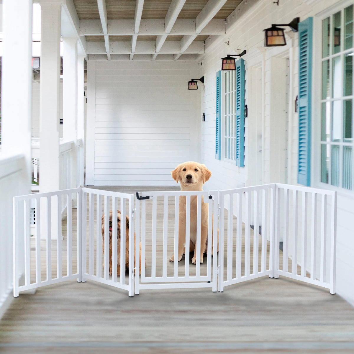 Dog Gate Extra Wide Freestanding Steel Walk-Through Door