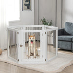 Dog Gate Freestanding Foldable Extra-Wide Lockable Door