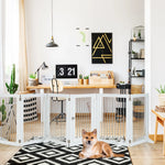 Dog Gate Freestanding Foldable Extra-Wide Lockable Door