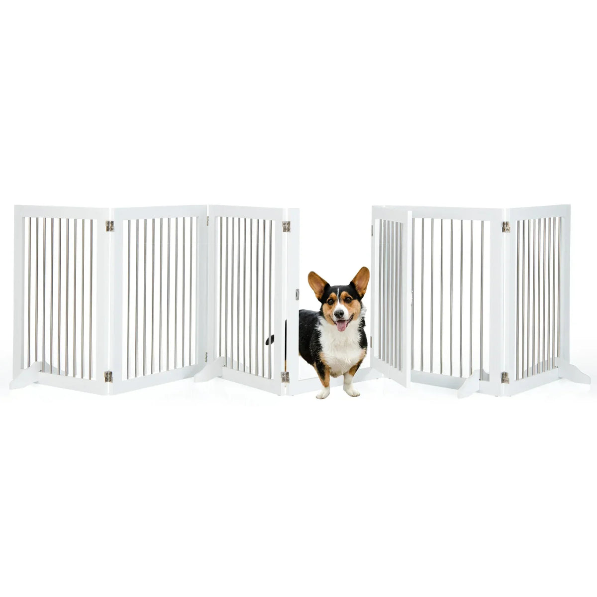 Dog Gate Freestanding Foldable Extra-Wide Lockable Door
