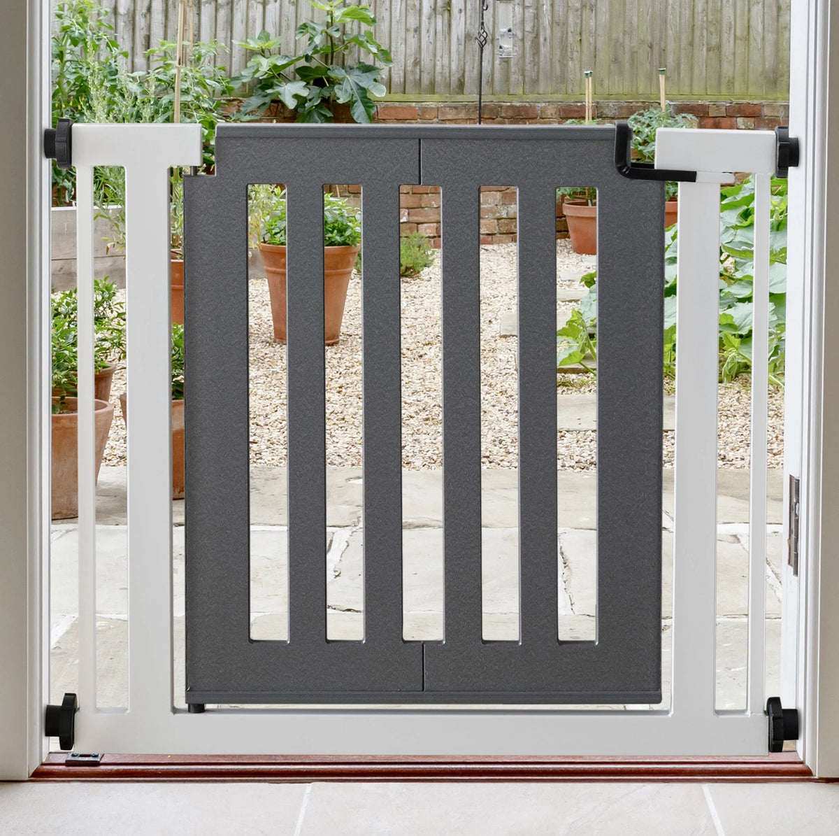 Dog Gate Steel Pressure-Mounted Walk-Through Door