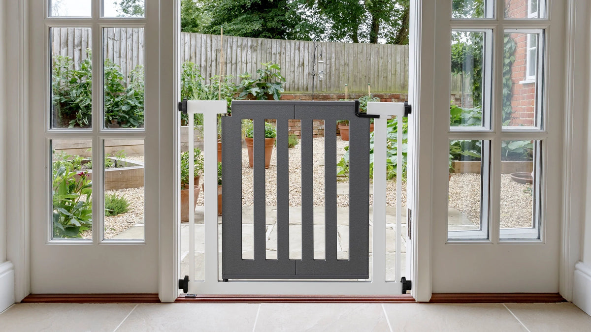 Dog Gate Steel Pressure-Mounted Walk-Through Door