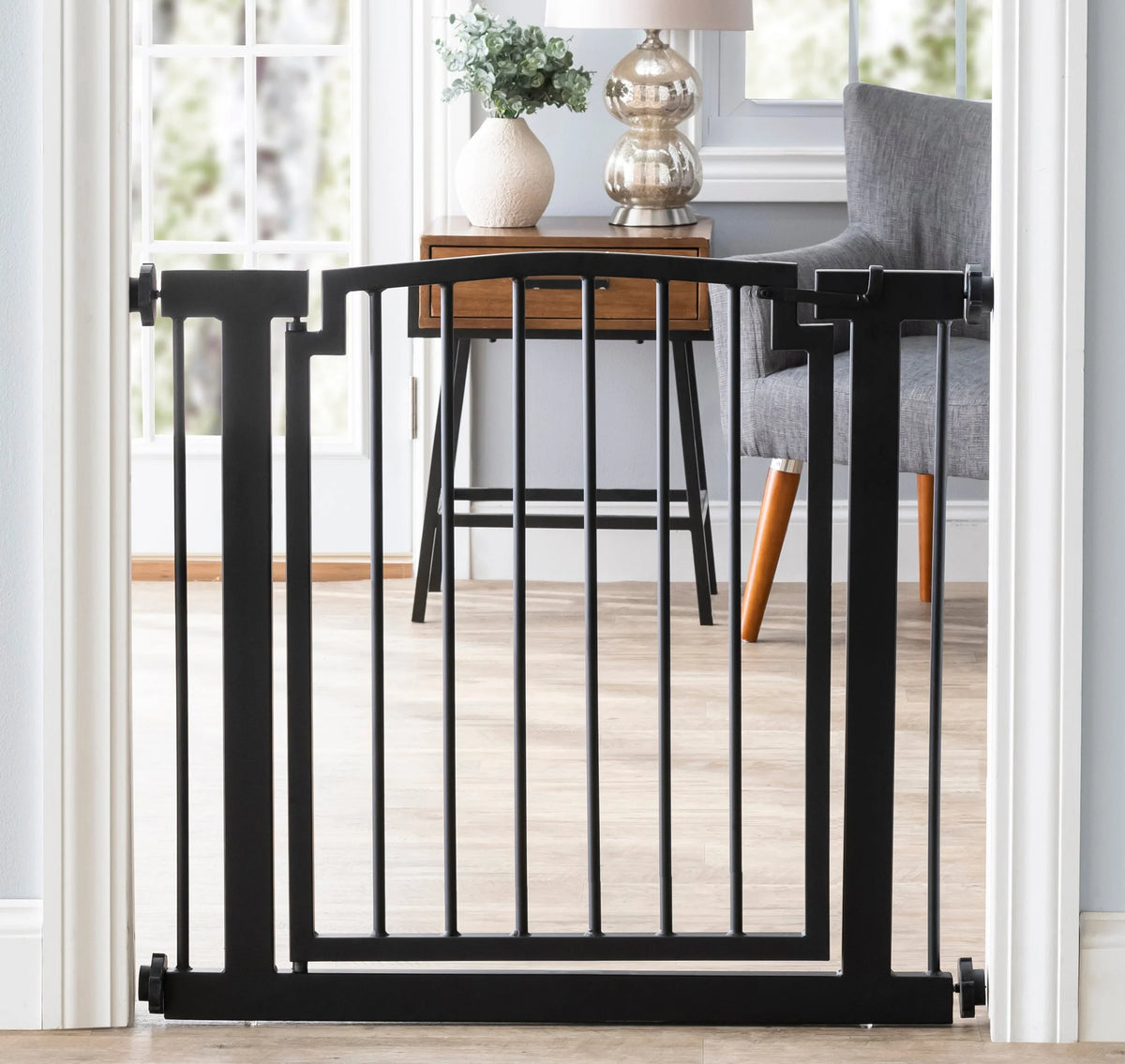 Dog Gate Steel Pressure-Mounted Walk-Through Door
