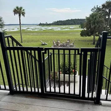 Dog Gate Weather-Resistant Steel Pressure-Mounted Adjustable