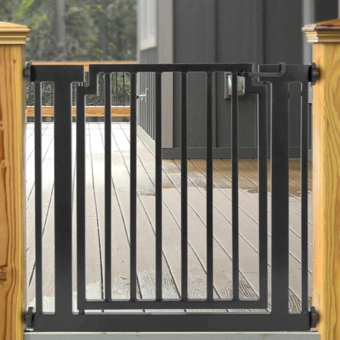 Dog Gate Weather-Resistant Steel Pressure-Mounted Adjustable