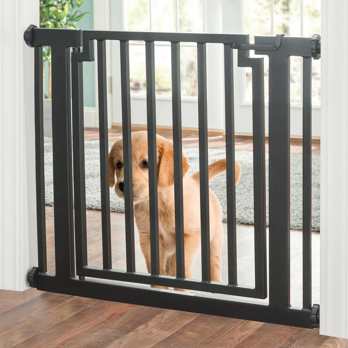 Dog Gate Weather-Resistant Steel Pressure-Mounted Adjustable