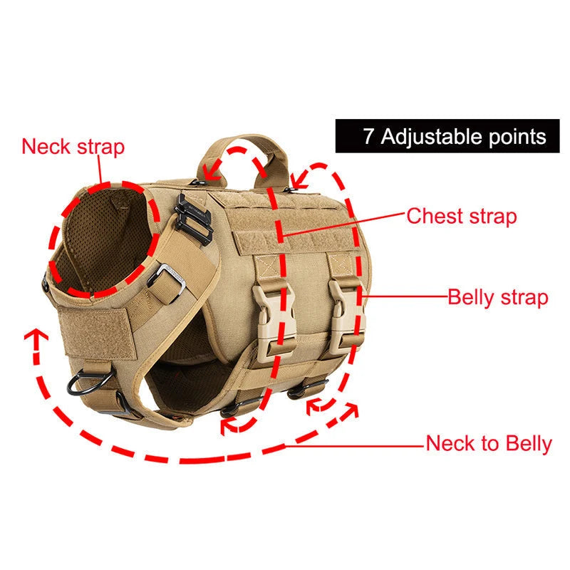 Dog Harness 1050D Nylon MOLLE Reinforced Handle