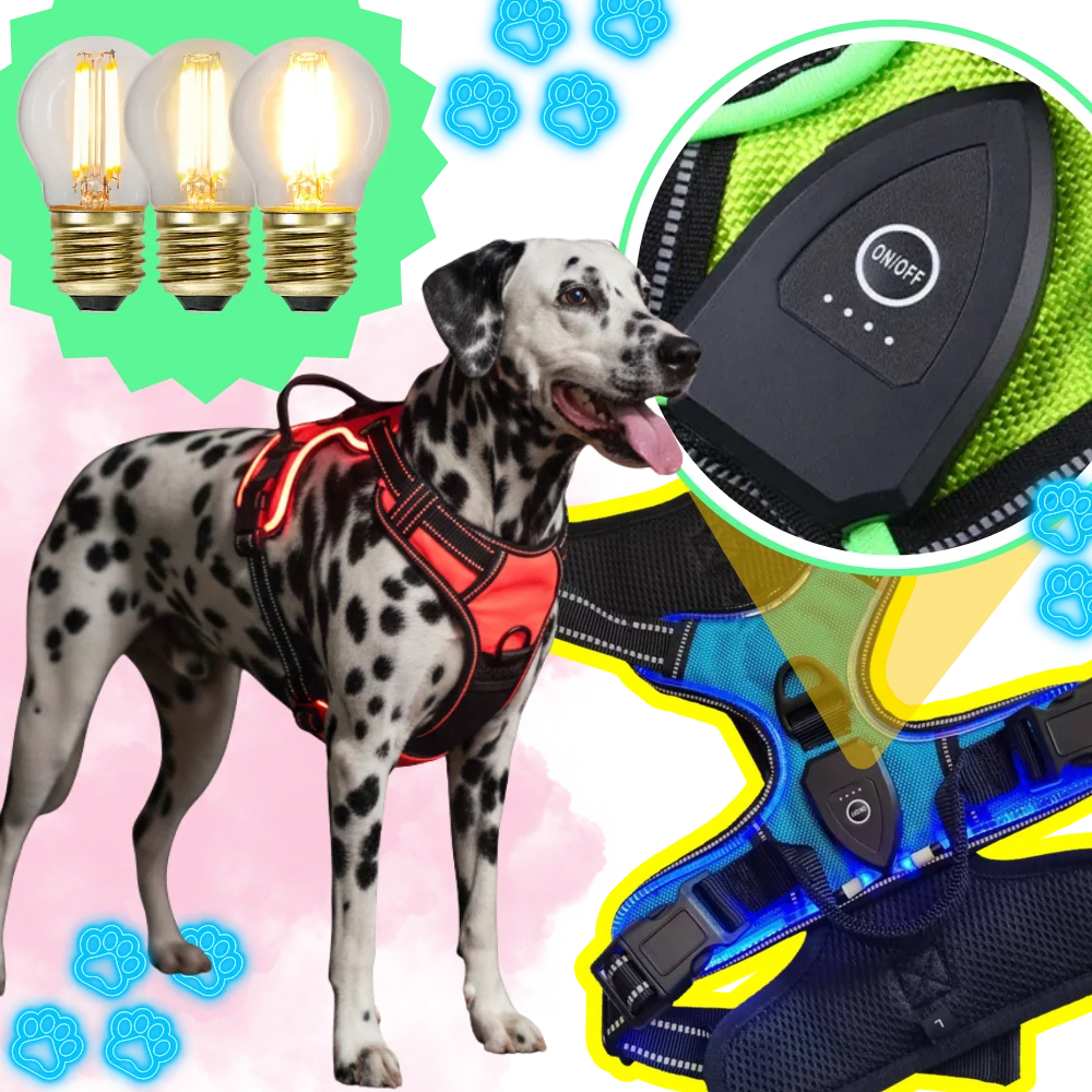 Dog Harness No-Pull LED Lights USB-C Rechargeable