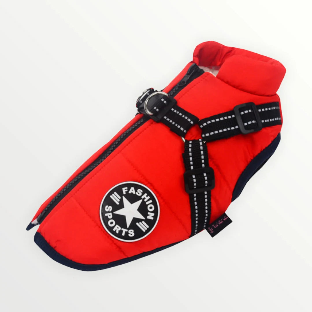 Dog Jacket Integrated Harness Windproof Water-Resistant & Reflective Details