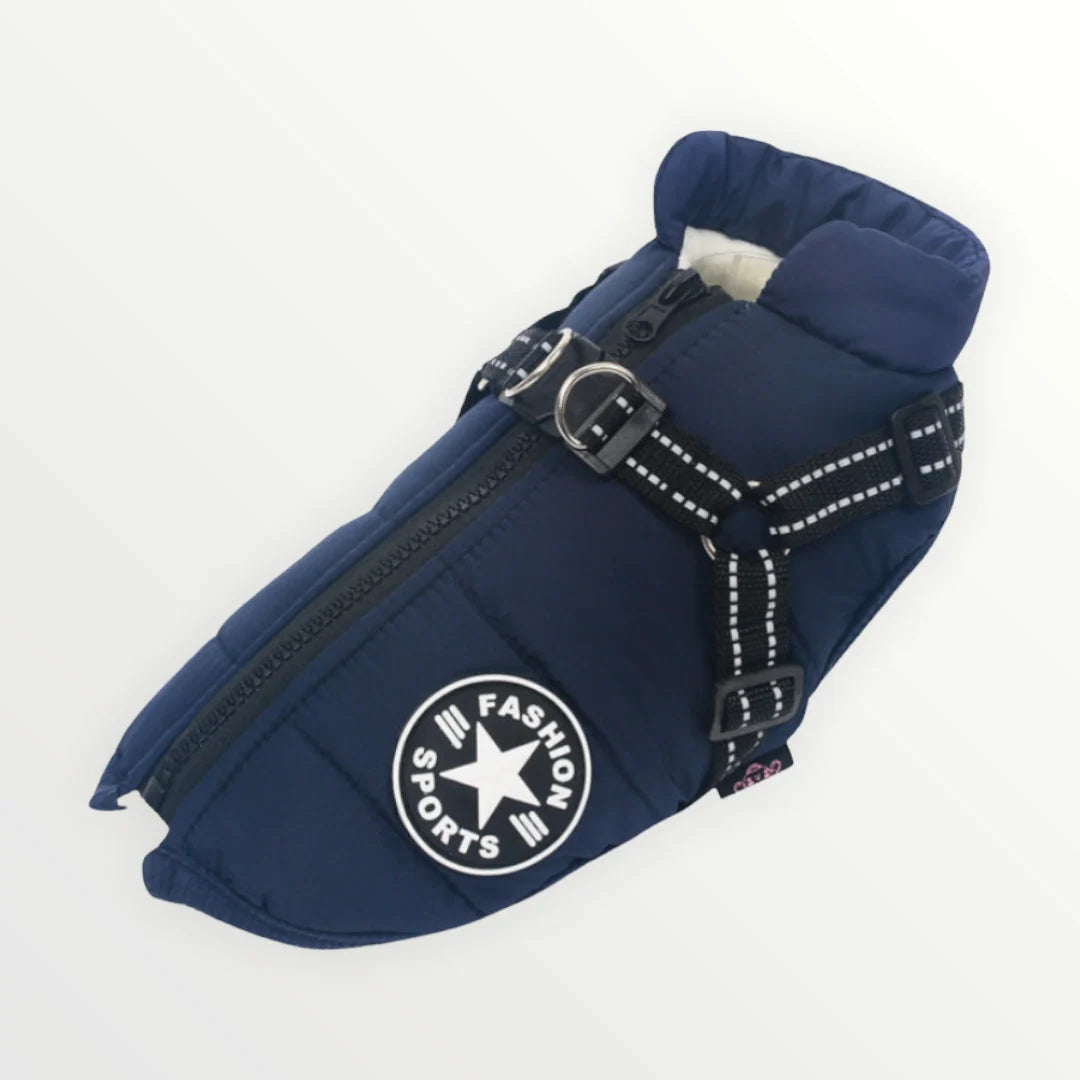Dog Jacket Integrated Harness Windproof Water-Resistant & Reflective Details