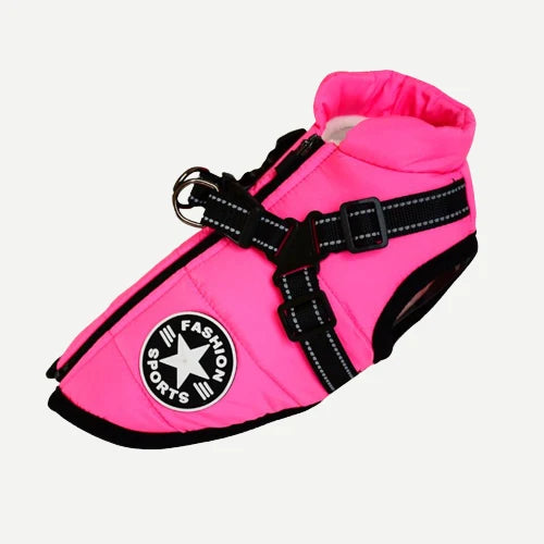 Dog Jacket Integrated Harness Windproof Water-Resistant & Reflective Details
