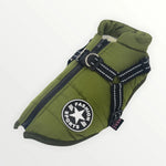 Dog Jacket Integrated Harness Windproof Water-Resistant & Reflective Details
