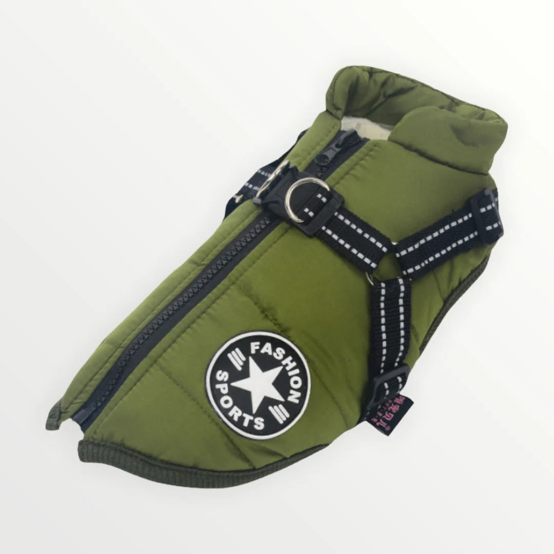 Dog Jacket Integrated Harness Windproof Water-Resistant & Reflective Details