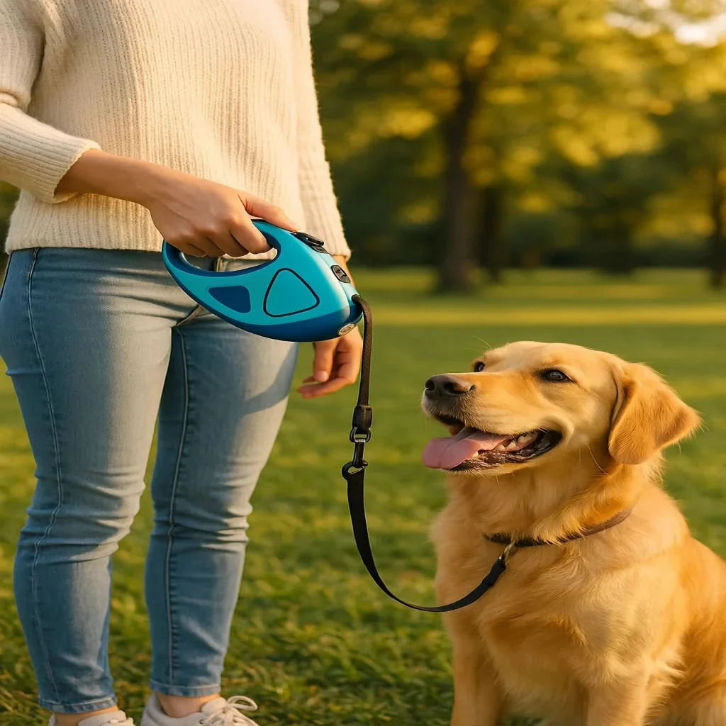 Dog Leash Retractable LED Light Anti-Slip Handle