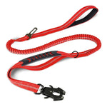 Dog Leash Shock-Absorbing Bungee Reflective Strands Seatbelt Clip