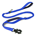 Dog Leash Shock-Absorbing Bungee Reflective Strands Seatbelt Clip