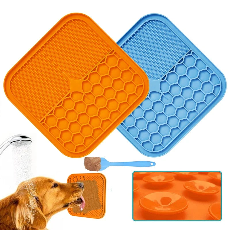 Dog Lick Mat Silicone Suction Honeycomb Surface