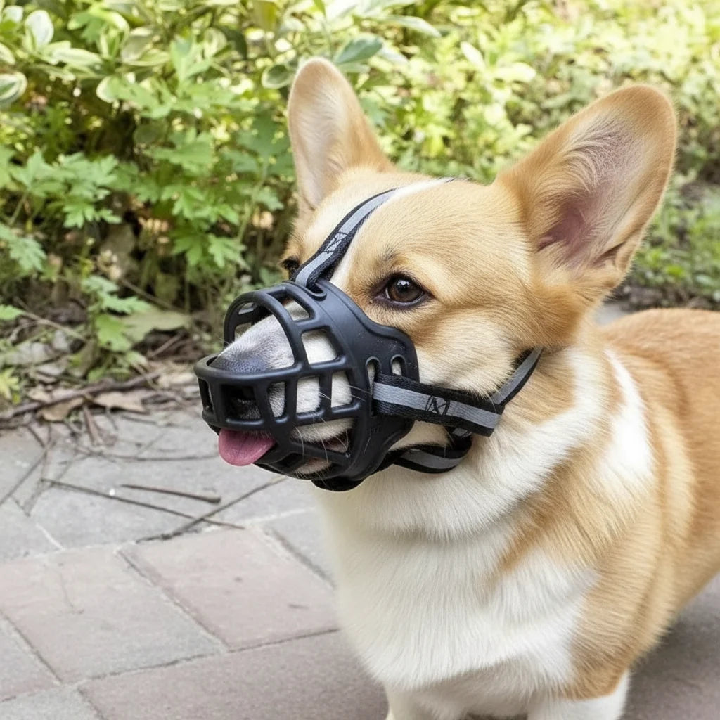 Dog Muzzle Breathable Polyester Mesh Adjustable Straps