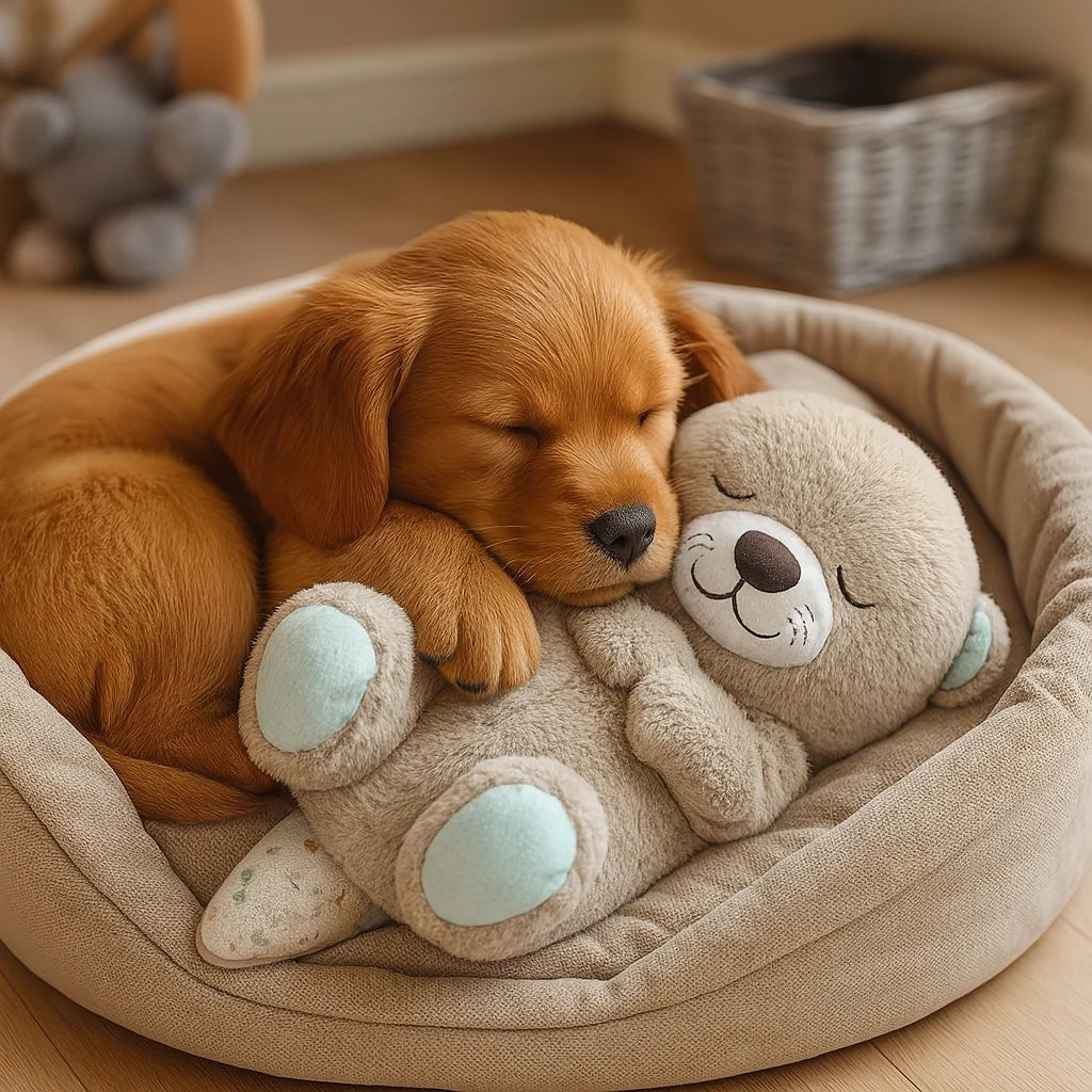 Dog Plush Toy Realistic Breathing Motion & Gentle Sounds