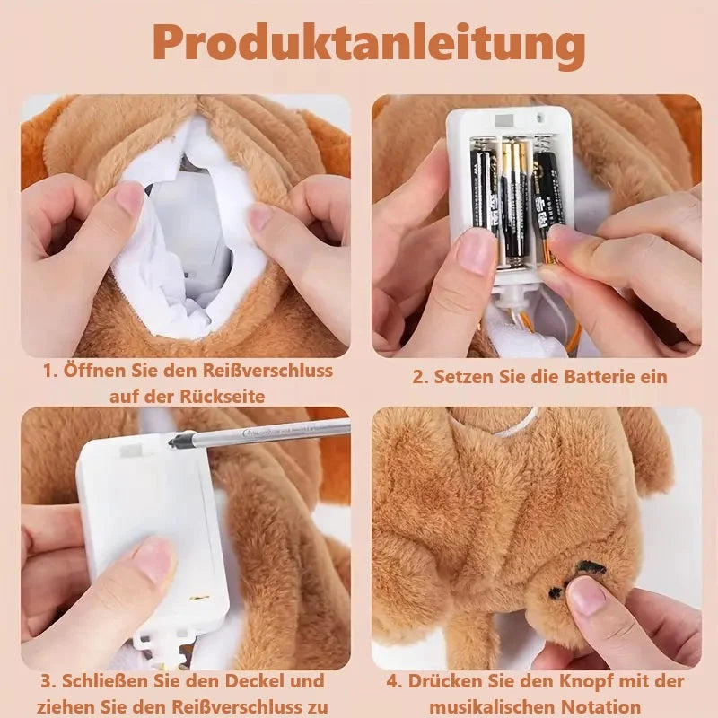 Dog Plush Toy Realistic Breathing Motion & Gentle Sounds