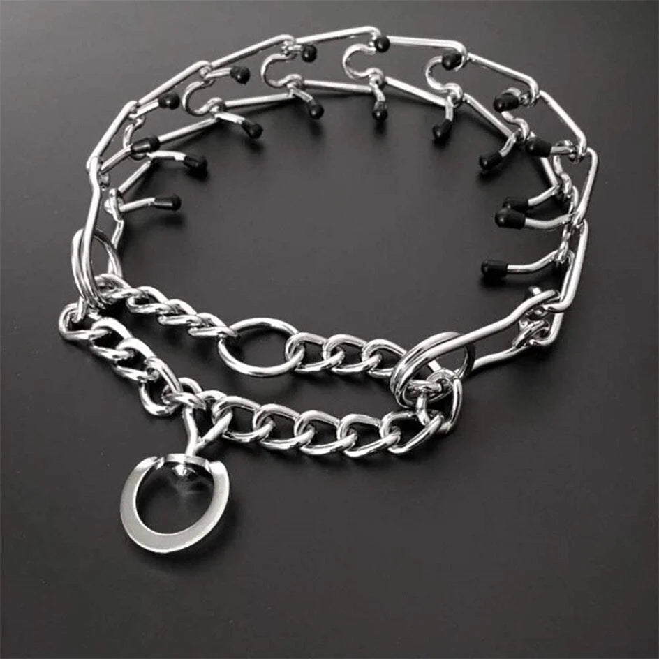 Dog Prong Training Collar Rubber-Tipped Adjustable Links
