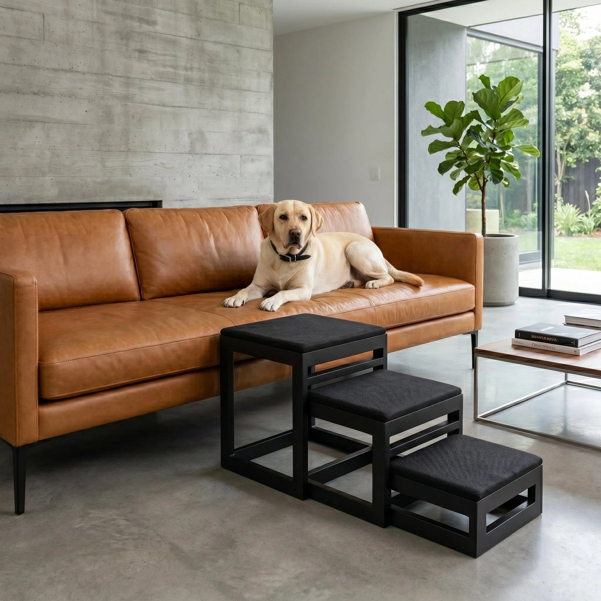 Dog Stairs Nesting Design Upholstered Non-Slip 180 lb Capacity
