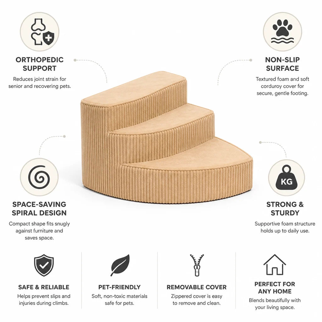 Dog Stairs Orthopedic Foam Non-Slip Compact Spiral Design