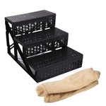 Dog Stairs Three-Step Removable Washable Fleece Cover Supports 44 lb
