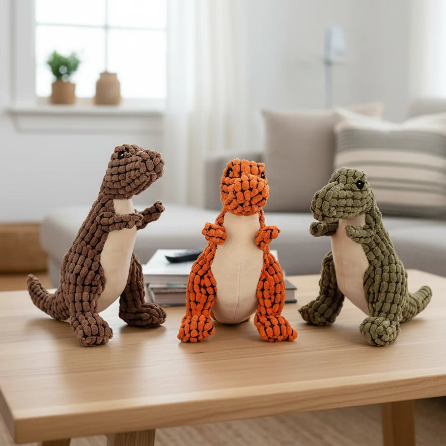 Dog Toy Dinosaur Shape Durable Rubber Washable for Chewing & Fetching