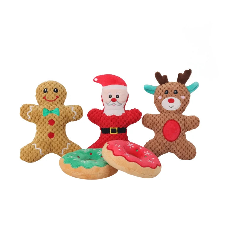 Dog Toy Set Holiday Plush Squeaky Set of 5