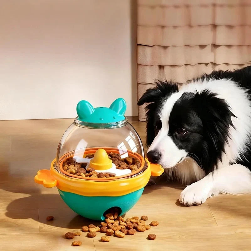 Dog Treat Dispenser Interactive Rolling Adjustable Treat Flow