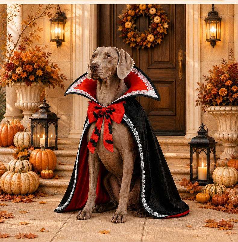 Dog Vampire Cape Adjustable Straps Lightweight Polyester Blend