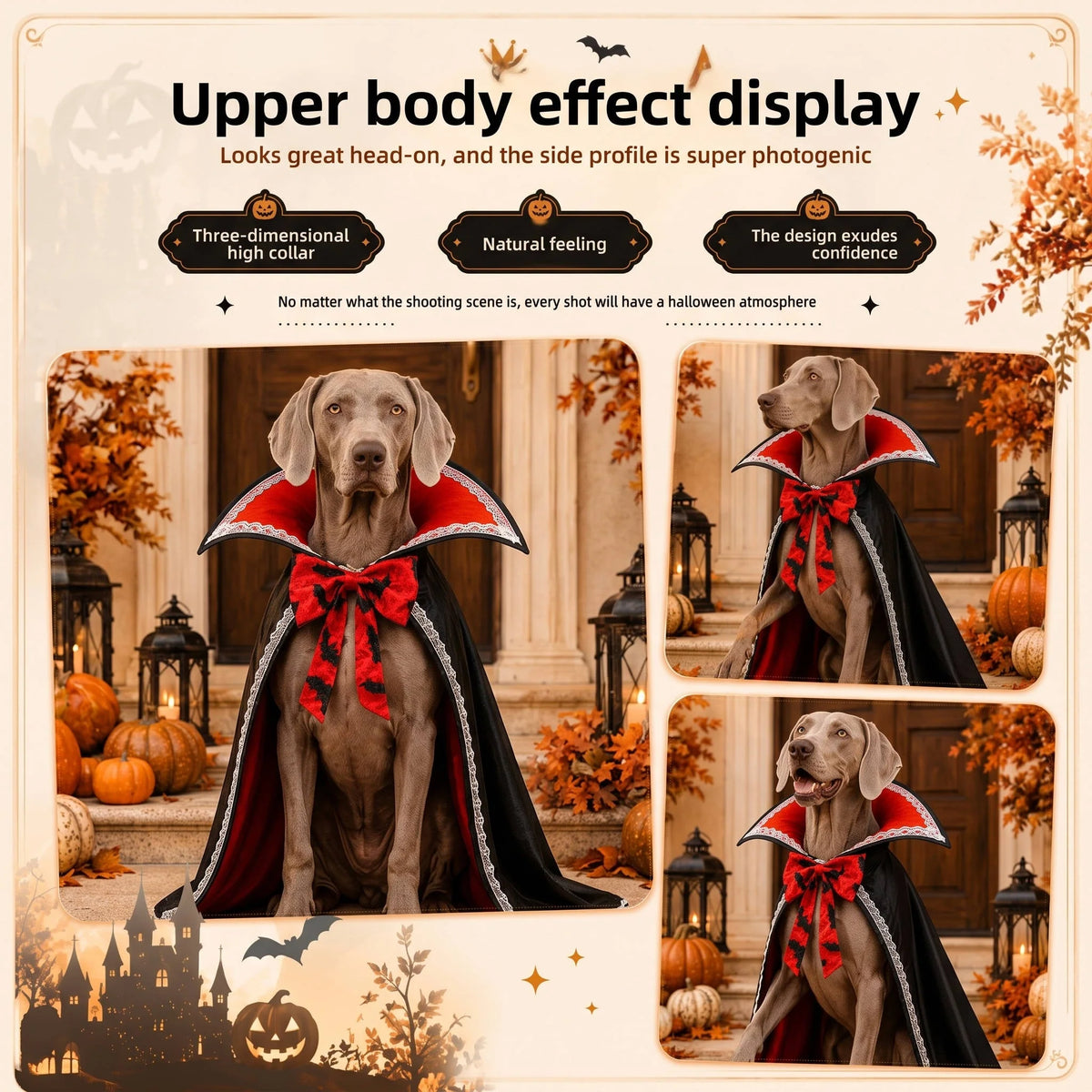 Dog Vampire Cape Adjustable Straps Lightweight Polyester Blend