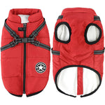 Dog Winter Coat Waterproof Windproof Fleece-Lined Built-In Harness
