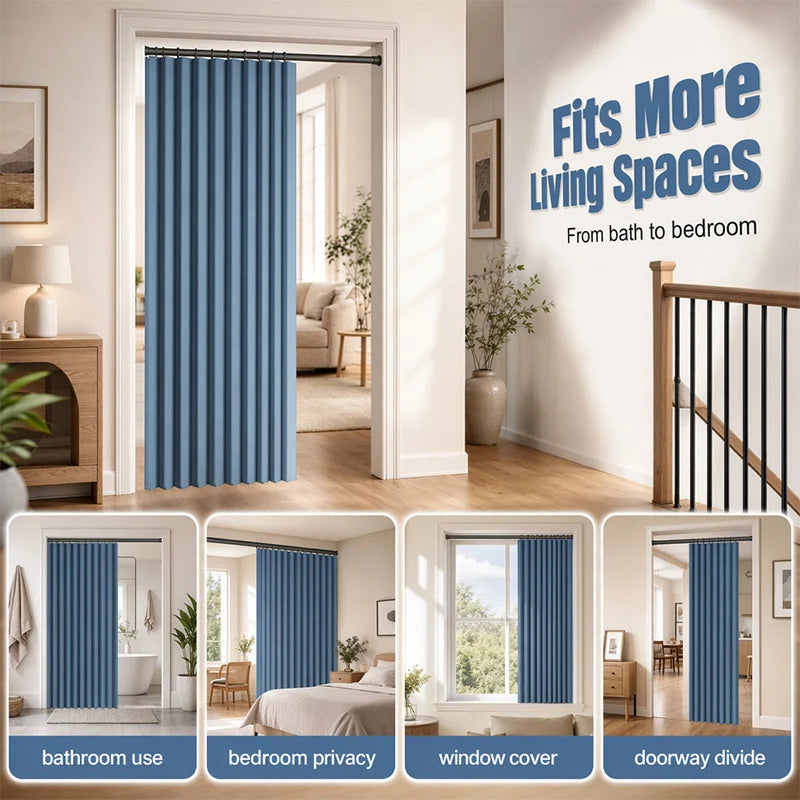 Door Curtain Magnetic Closure Accordion Folding No-Drill Installation