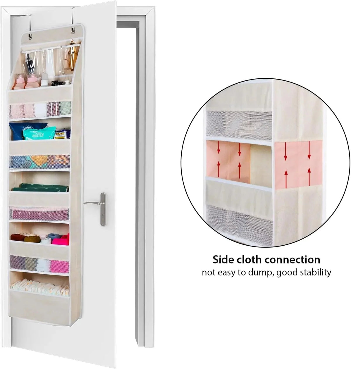 Door Hanging Organizer 5-Tier Mesh Compartments 8 Extra Pockets