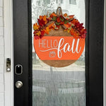 Door Sign Hello Fall Pumpkin Weather-Resistant Indoor & Outdoor